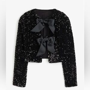 NWT H&M sequin bow front jacket